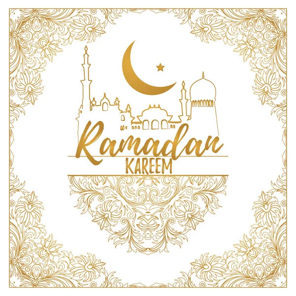 Ramadán Kareem. Fiestas islámicas vector brillante fondo. Caligrafía . — Vector de stock