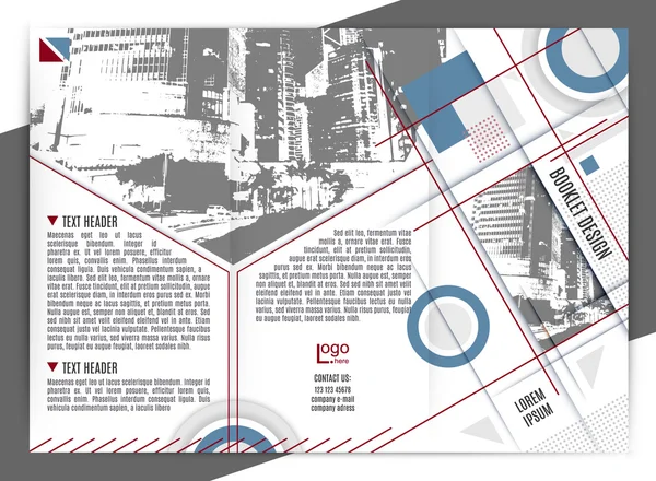 パンフレットのデザイン テンプレートです。ベクトル 3 つ折りの幾何学的な抽象。trandy 色 — ストックベクタ