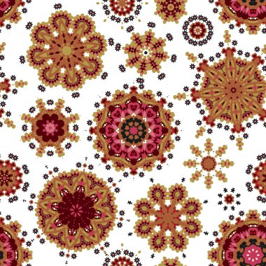 Stilize çiçeklerle pastel renkte etnik desen