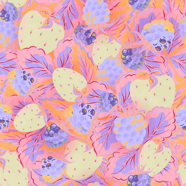 사실적인 이미지 맛있는 잘 익은 열매의 원활한 패턴 — 스톡 벡터