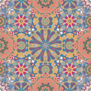 Kumaş veya kağıda baskı için dikişsiz yuvarlak desen.