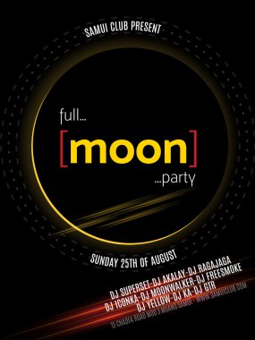 Full Moon Beach Party Flyer. Vector Design EPS 10 clipart