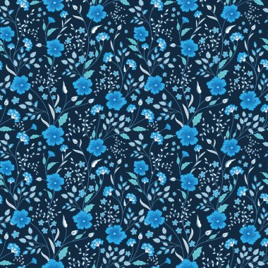 Trendy Dikişsiz Çiçek Baskı. Sevimli küçük çiçekler. Vektör illusteration.