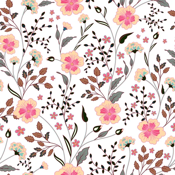 Schattige kleine roze bloemen naadloze patroon achtergrond. Vector — Stockvector