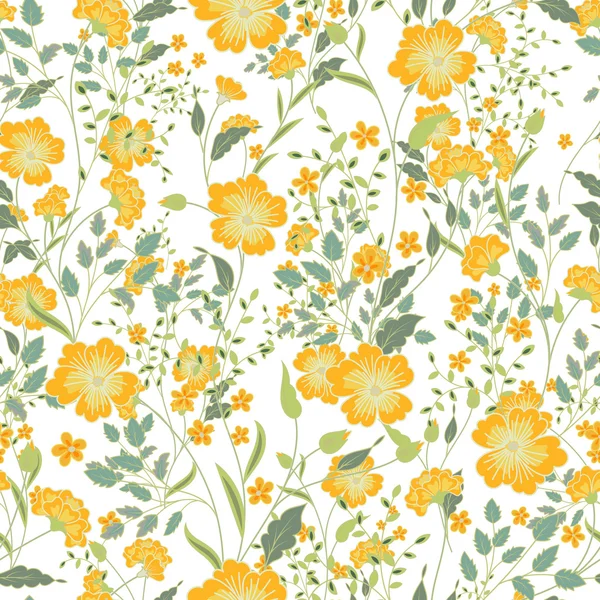 Vector vintage naadloze bloemmotief. Kruiden en wilde bloemen. — Stockvector