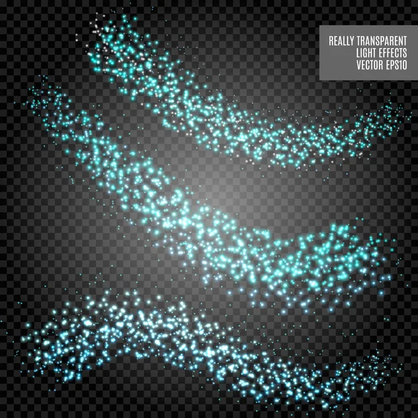 Vektor Blue Glitter abstrakte Illustration. Sterne Staubspur funkelnde Partikel isoliert auf transparentem Hintergrund. — Stockvektor