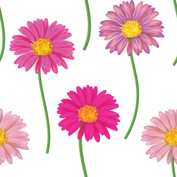 Modèle sans couture avec des fleurs de gerbera colorées. Illustration vectorielle . — Image vectorielle