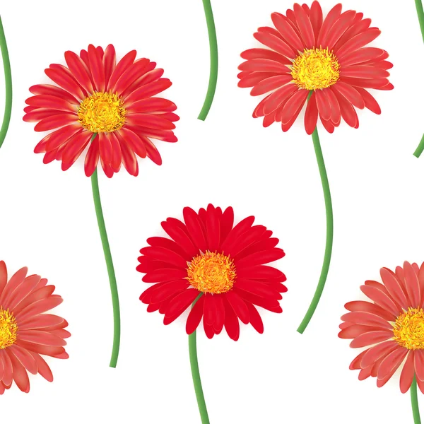 Nahtloses Muster mit bunten Gerbera-Blüten. Vektorillustration. — Stockvektor