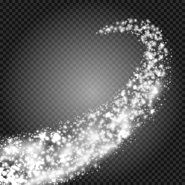 Cometa luminosa con grande polvere. Stella cadente. Vettore — Vettoriale Stock