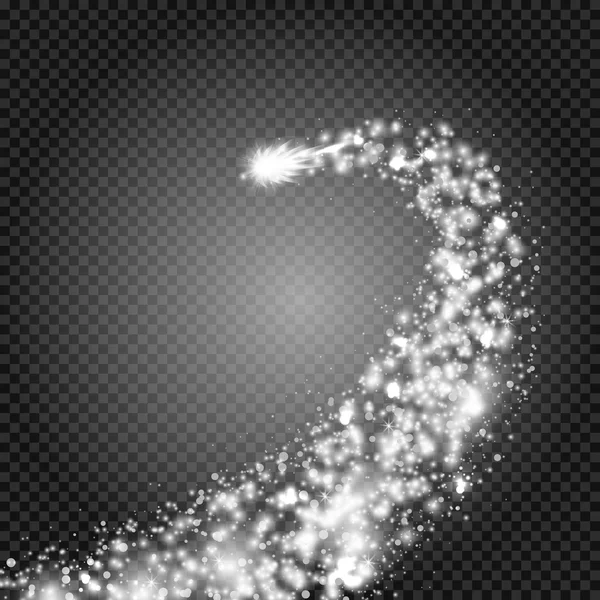 Cometa luminosa con grande polvere. Stella cadente. Illustrazione vettoriale — Vettoriale Stock