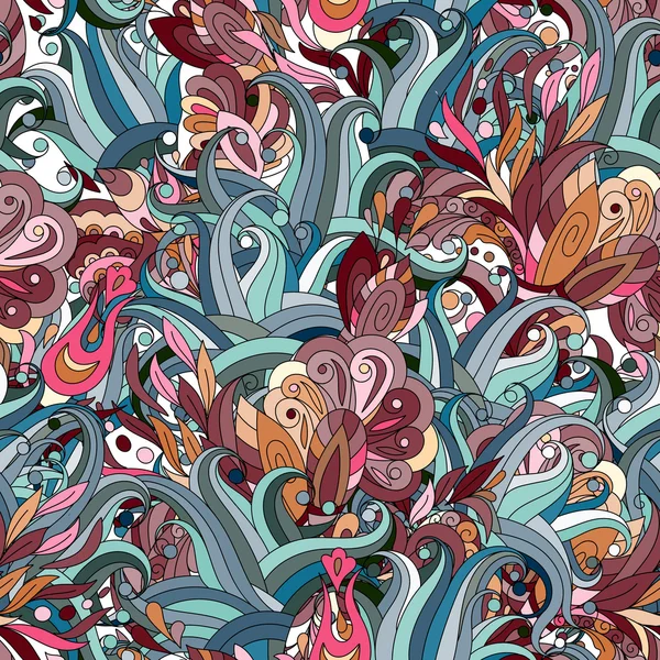 Nahtloser Muster-Hintergrund mit abstrakten Ornamenten. Illustration zur Handzeichnung — Stockvektor