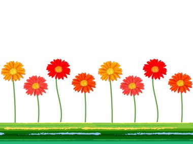 renkli gerbera çiçekleri ile yatay sorunsuz geçmiş. vektör çizim.