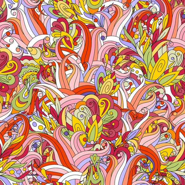 Motif floral sans couture de couleur ornementale avec des fleurs doodle. Vecteur — Image vectorielle