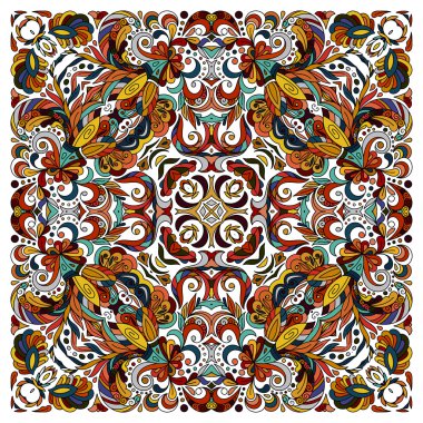 Süs doodle çiçek desenli, tasarım cep Meydanı, tekstil, ipek şal, yastık, eşarp.