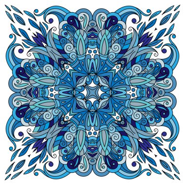 Süs doodle çiçek desenli, tasarım cep Meydanı, tekstil, ipek şal, yastık, eşarp.