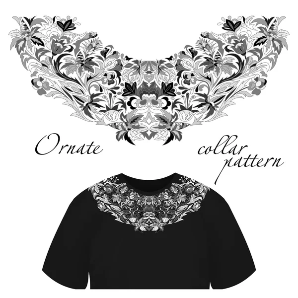 Nek print vector bloemdessin. Mode witte lace kraag. Vectorillustratie — Stockvector