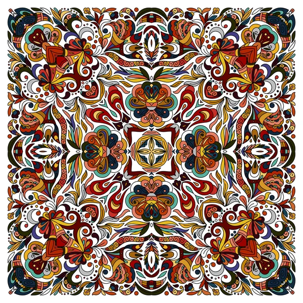 Барвиста декоративна квіткова шаль Пейслі, банданна. Квадратний візерунок . — стоковий вектор