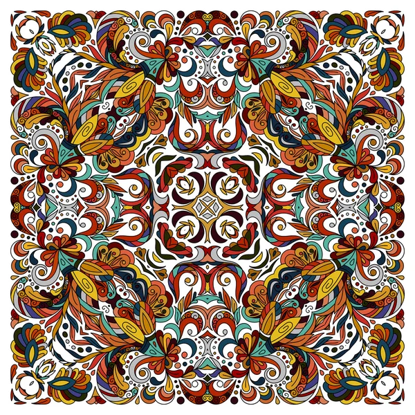 Декоративний каракулі квітковий візерунок, дизайн для кишенькового квадрата, текстилю, шовкової хустки, подушки, шарфа . — стоковий вектор
