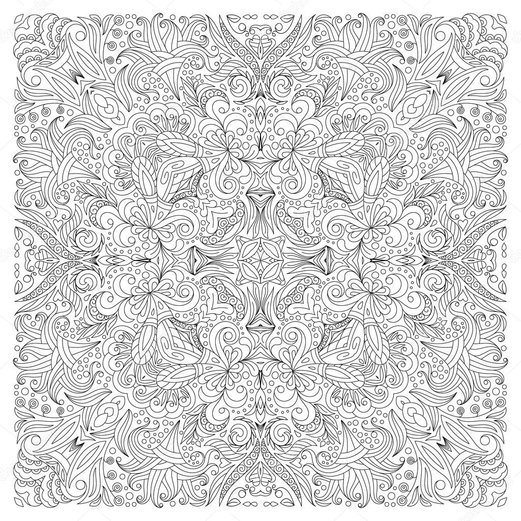 Pagina quadrata libro da colorare per adulti disegno floreale tappeto autentico gioia per i