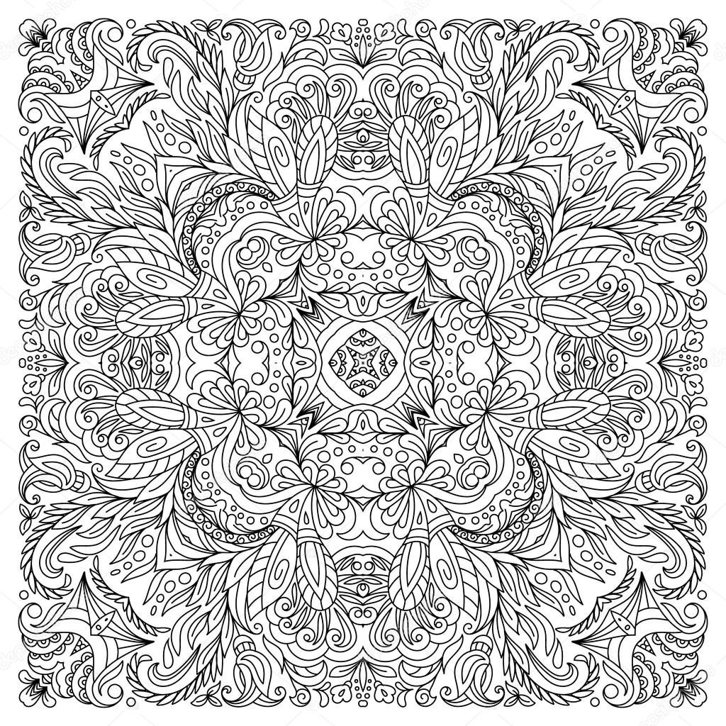 Pagina quadrata libro da colorare per adulti disegno floreale tappeto autentico gioia per i