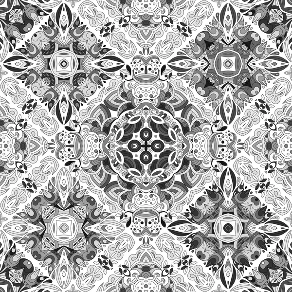 Luxuoso azulejo oriental sem costura padrão. Fundo de retalhos florais coloridos. Mandala boho estilo chique. Ornamento de flor rico. Elementos de design hexágono. Motivo marroquino português. Impressão florescente incomum . — Vetor de Stock