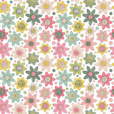 Basit çiçek deseni, dikişsiz vektör arka plan.