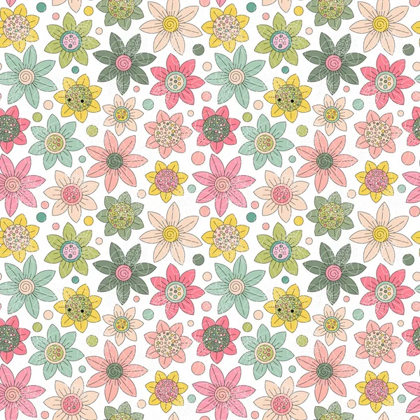 Patrón floral simple, fondo de vector sin costuras . — Archivo Imágenes Vectoriales