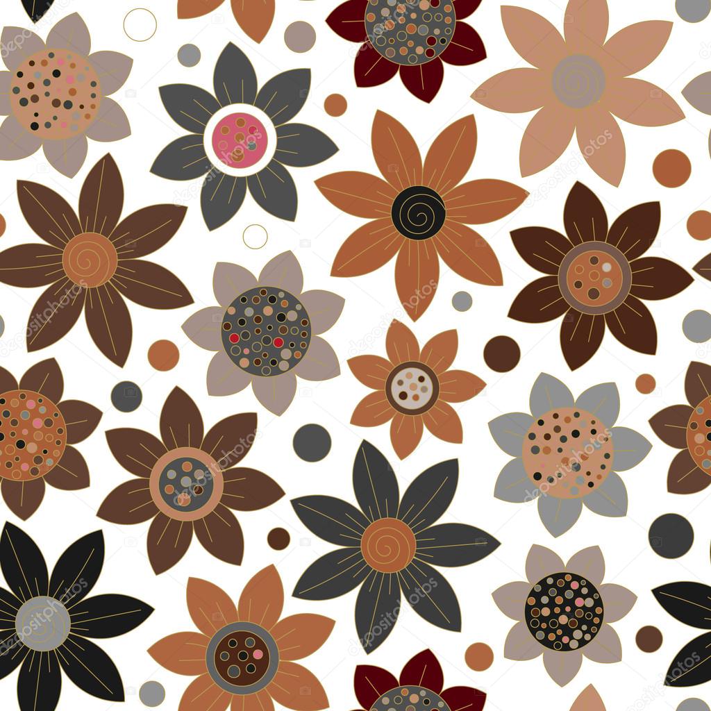 Floral patrón lindo sin costuras diseño simple. Flores primitivas adorno  sin costuras. Flores brillantes om fondo beige. Ilustración vectorial  Vector de stock #120660982 de ©leezarius, image size:1024x1024