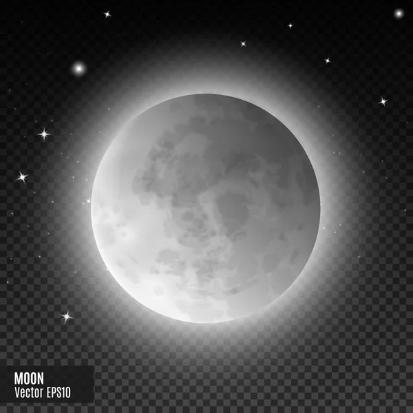 Realistic detailed full blue moon isolated on transparent background. Eps10 vector illustration, easy to use. — Stock Vector