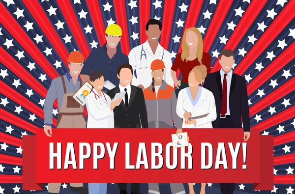 Happy labor day amerikanische banner konzept design, vektorillustration. — Stockvektor