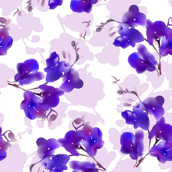 Imitation aquarelle fleur d'orchidée tropicale motif sans couture. Illustration vectorielle . — Image vectorielle