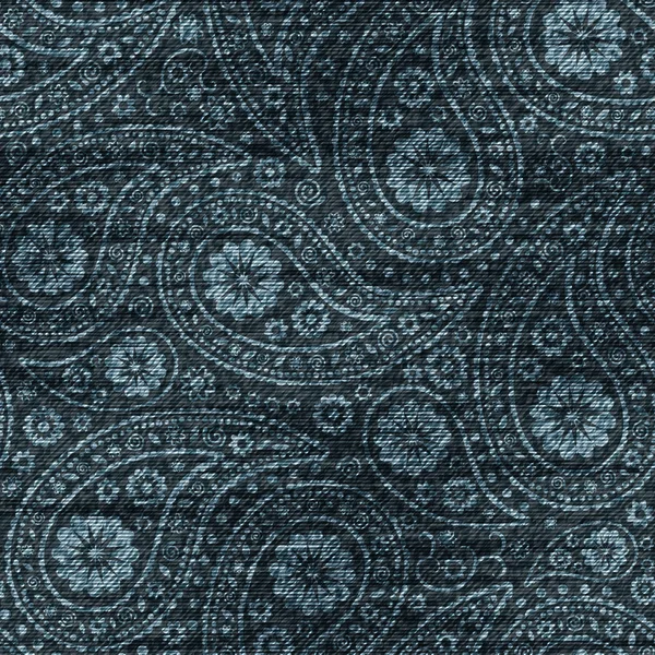Vektor Denim florales nahtloses Muster. Jeans Hintergrund mit Rosenblüten. blaues Tuch — Stockvektor