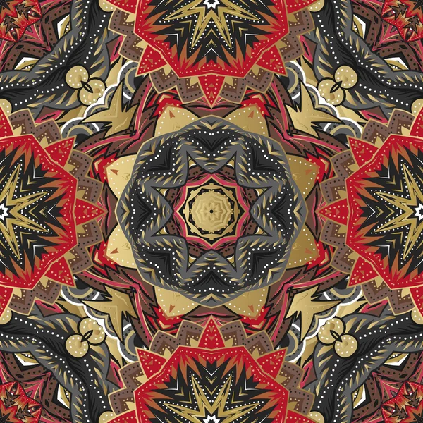Vintage luxury background with a black backdrop and gold ornaments. Floral seamless pattern in the Baroque style, fabric, wrapping paper, print, invitation, scrapbook  textiles. Mandala. — Διανυσματικό Αρχείο