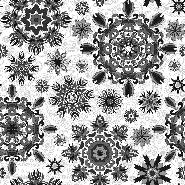Motif floral sans couture avec flocons de neige stylisés . — Image vectorielle