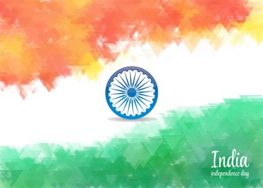 watercolor background for Indian independence day. Background of stylized watercolor drawing the flag of India and contain images of Indian palace and palm trees.