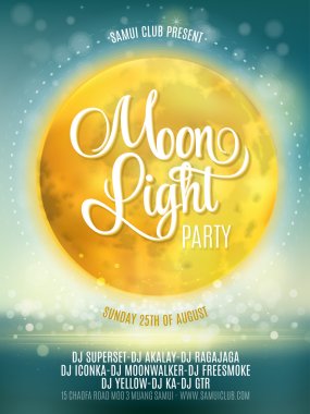 Full Moon Beach Party Flyer. Vector Design EPS 10