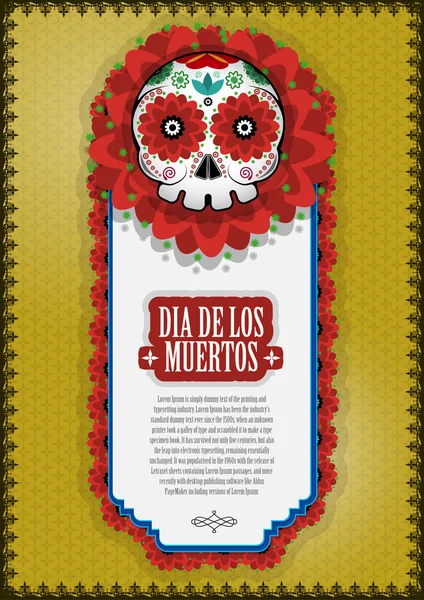 Ölü kafatası vektör, gün afiş arka plan. Dia de los muertos