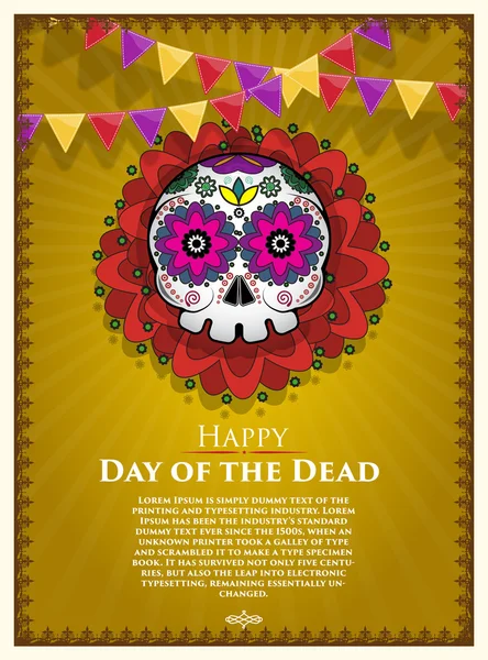 Day Of The Dead Skull Vector fundo do cartaz. Dia de los muertos —  Vetores de Stock