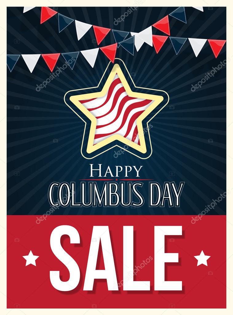 Columbus Day Sale Vector Poster Background