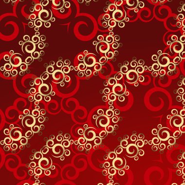 Christmas seamless pattern vector background  from multicolored snowflakes and shapes ornaments on red background for wrapping paper ,textile or card