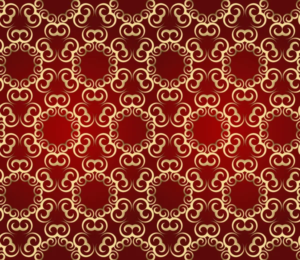 Рождественский бесшовный векторный фон из разноцветных снежинки и фигуры орнаменты на красном фоне для упаковки бумаги, текстиля или открытки — стоковый вектор