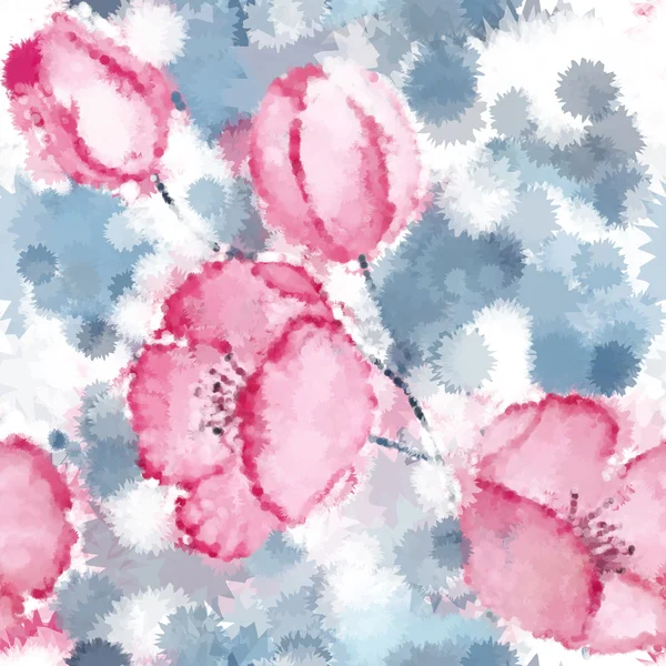 Květinové bezešvé tapety akvarel stylu — Stockový vektor