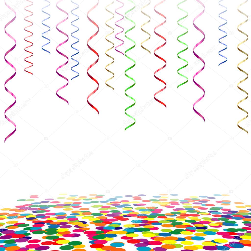 Celebrating Multicolor Curling Stream, Isolated On White Background, Vector Illustration