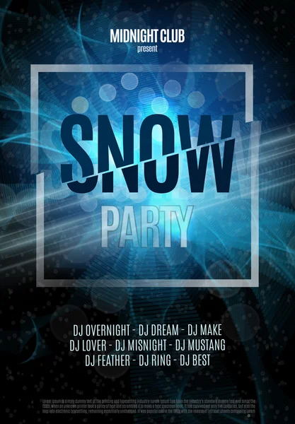 Snow Party Flyer. Astratto sfondo poster invernale. Illustrazione vettoriale . — Vettoriale Stock