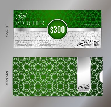 Vektör çizim, hediye çeki şablon temiz ve modern desenli.