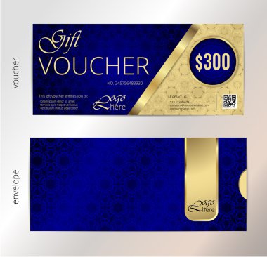 Vektör çizim, hediye çeki şablon temiz ve modern desenli.