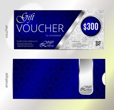 Vektör çizim, hediye çeki şablon temiz ve modern desenli.