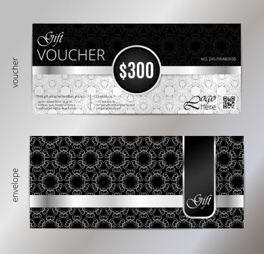 Vektör çizim, hediye çeki şablon temiz ve modern desenli.