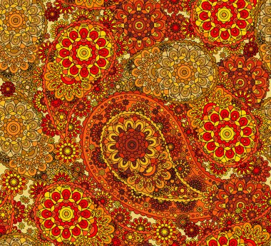 Vektör Seamless oryantal modeli. Renkli Paisley.