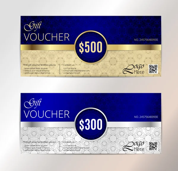 Voucher, Buono regalo, Modello coupon. Motivo floreale a scorrimento. Design dello sfondo. Vettore — Vettoriale Stock